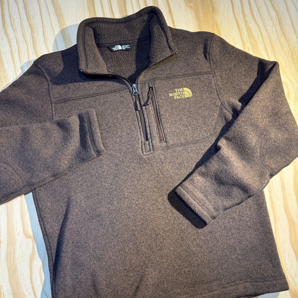 The North Face Men's Gordon Lyons 1/4 Zip Fleece Sweater Pullover Brown Size M